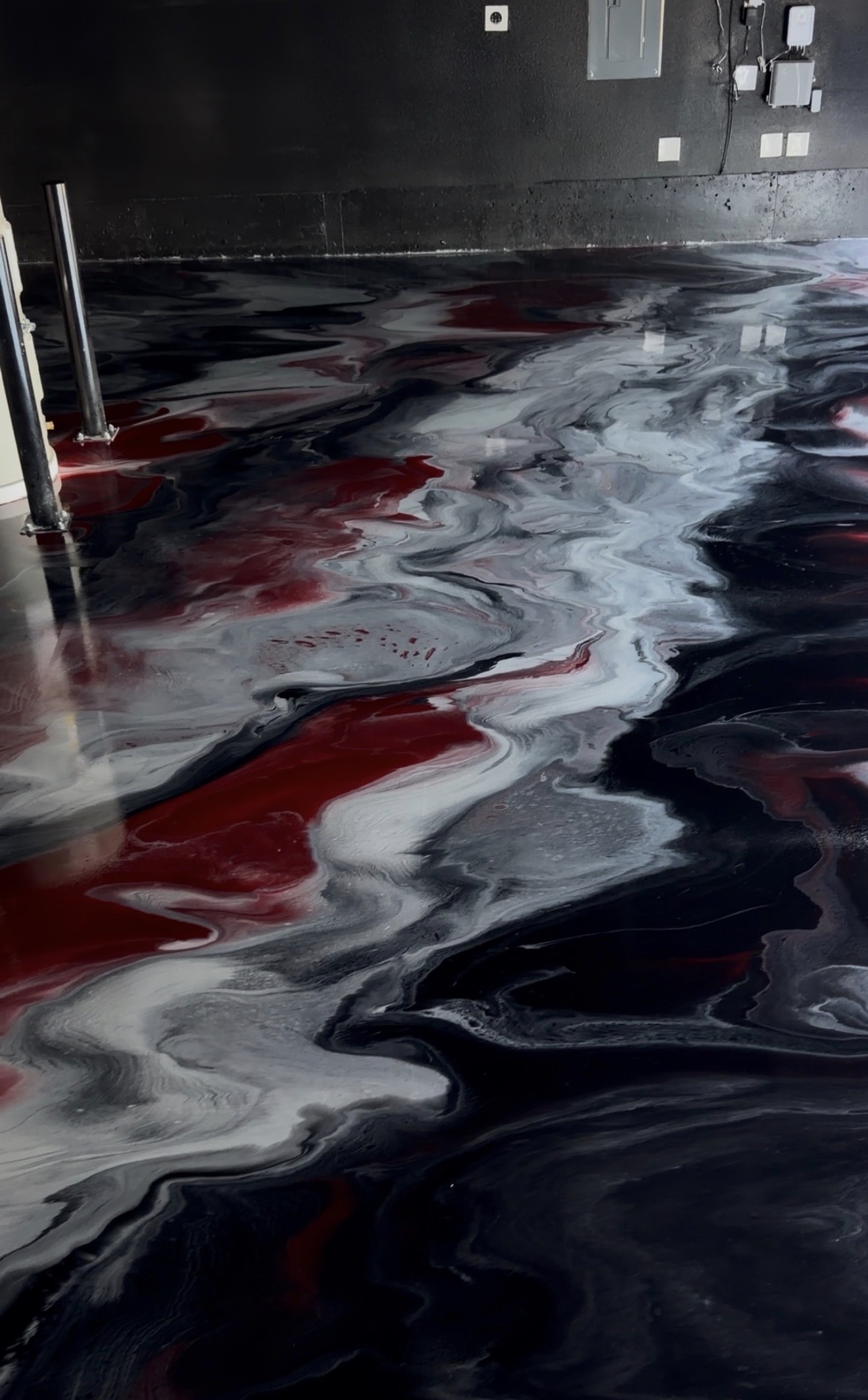 Dramatic metallic epoxy floor Keizer Oregon garage